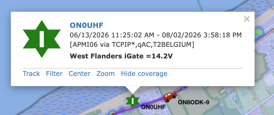 ON0UHF popup op APRS-map.info