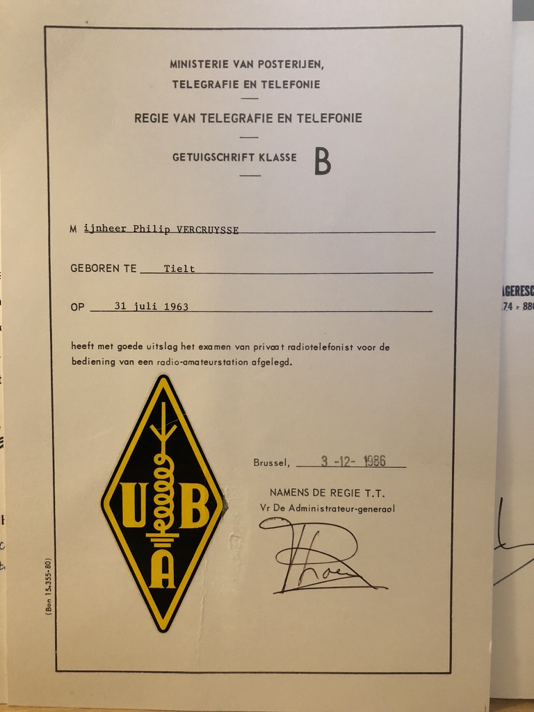 Radioamateurgetuigschrift uit 1986